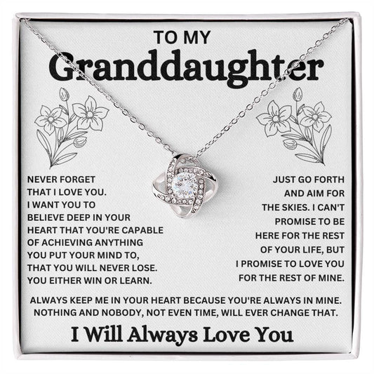 To My Granddaughter | I Will Always Love You - Love Knot Necklace